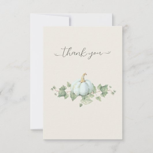 Watercolor Blue Citrouille Merci Cartes (Devant)