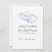 Watercolor Blue Cloud Baby shower merci cartes (Devant)