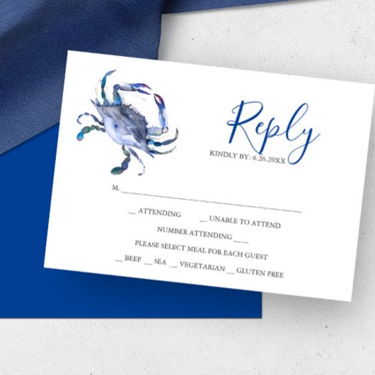 Watercolor Blue Crack Répondre aux cartes RSVP