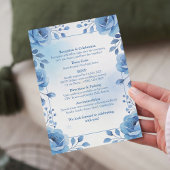 Watercolor Blue Floral Wedding Invitation