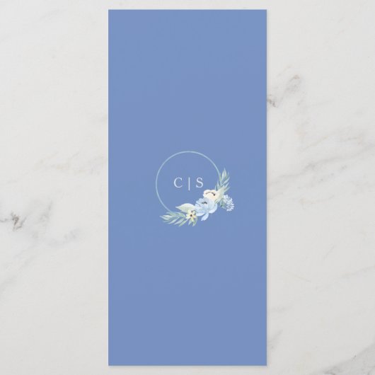 Watercolor Blue Floral Wedding Programme (Dos)