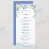 Watercolor Blue Floral Wedding Programme (Devant / Derrière)