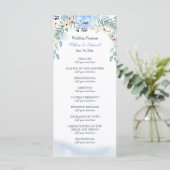 Watercolor Blue Floral Wedding Programme (Debout devant)