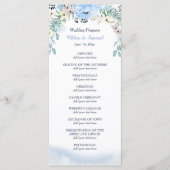 Watercolor Blue Floral Wedding Programme (Devant)