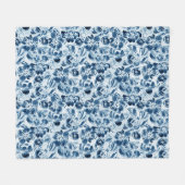 Watercolor blue flowers fleece blanket deken (Voorkant (Horizontaal))