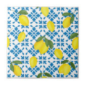 Watercolor Blue French Country Lemon Pattern Tile Tegeltje (Voorkant)