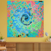 Watercolor Blue Groovy Abstract Retro Liquid Swirl Canvas Afdruk (Insitu (Woonkamer))