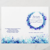 Watercolor blue herbe art programme de mariage (Devant)