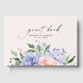 Watercolor Blue Hydrangea Floral Mariage Livre d'o (Recto)