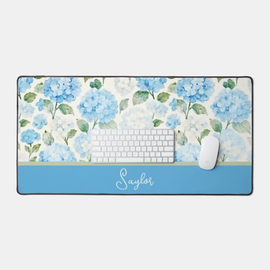 Watercolor Blue Hydrangea Floral Name (Clavier et souris)