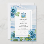 Watercolor Blue Hydrangea Wedding Invitation Kaart (Voorkant)