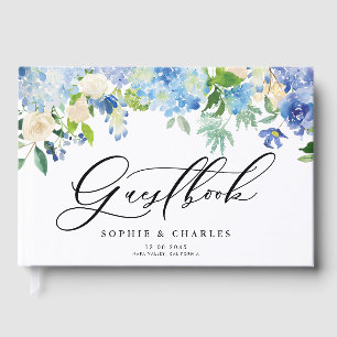 Watercolor Blue Hydrangeas Mariage Livre d'or
