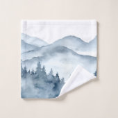 Watercolor Blue Mountains Trees (Gant de toilette)