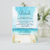 Watercolor Blue Ocean Beach Wedding Details Card (Staand voorkant)