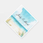 Watercolor Blue Ocean Beach Wedding Servet (Hoek)