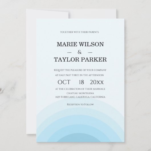 Watercolor blue Rainbow wedding Invitation (Devant)
