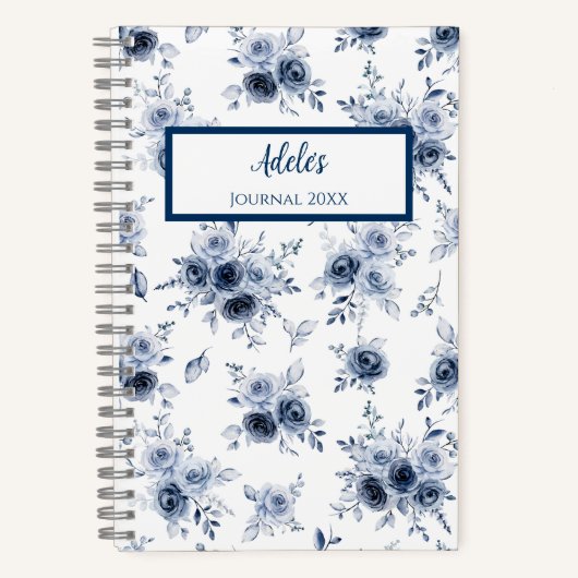 Watercolor Blue Rose Personalized Journal Notebook (Recto)