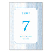 Watercolor Blue Striped Classic Wedding Kaart (Voorkant)