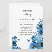 watercolor blue wedding Invitation (Devant / Derrière)