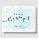 Watercolor Blue x Gold Bat mitzvah Livre d'hôtes<br><div class="desc">Cet élégant et chic livre d'hôtes bat mitzvah est orné d'un arrière - plan blanc avec des touches de pinceau bleu turquoise en aquarelle et des plaques d'or faux. Personnalisez-le selon vos besoins. Vous pouvez trouver d'autres produits correspondants dans mon magasin.</div>
