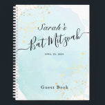Watercolor Blue x Gold Bat mitzvah Livre d'hôtes<br><div class="desc">Cet élégant et chic livre d'hôtes bat mitzvah est orné d'un arrière - plan blanc avec des touches de pinceau bleu turquoise en aquarelle et des plaques d'or faux. Personnalisez-le selon vos besoins. Vous pouvez trouver d'autres produits correspondants dans mon magasin.</div>