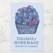 Watercolor Blueberry Basket Custom Homemade Jam Voedselcontainer Etiket (Enkel label)