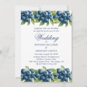 Watercolor Blueberry Wedding Invitation Kaart (Voorkant)