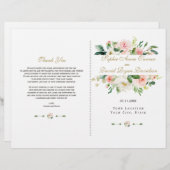 Watercolor Blush Cream Floral Wedding Programme (Devant / Derrière)