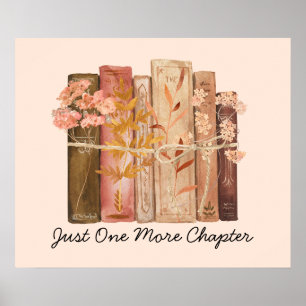 Watercolor Boek Bloem Bruin Roze Leescitaat Poster