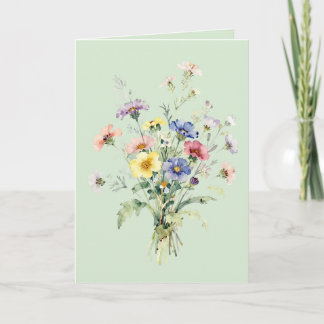Watercolor Boeket Wilde Bloemen Kaart