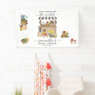 Watercolor Boerenbloemenmarkt Bruidsdouche Spandoek