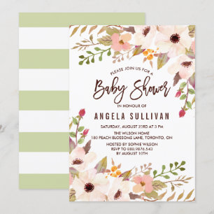 Watercolor Boheemse Bloemen Baby Shower Kaart