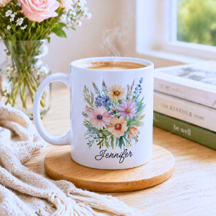 Watercolor Boheemse Wilde Bloemen  Koffiemok