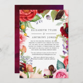 Watercolor Boho Bloemige Gereduceerde Trouwgastenl Aankondiging (Voorkant / Achterkant)