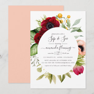 Watercolor Boho Bloemige Slurp en Zie Kaart