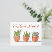 Watercolor Boho Cactus | Adreswijziging Briefkaart (Staand voorkant)