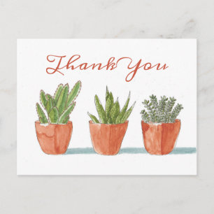 Watercolor Boho Cactus Bedankt Retouradres Briefkaart