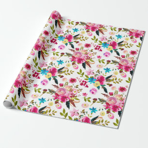 Watercolor Boho Chic Bloem Cadeaupapier
