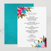 Watercolor Boho Chic Bloemige Bruiloft Menu (Voorkant / Achterkant)