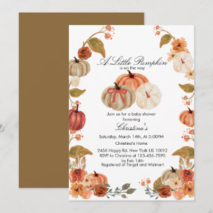Watercolor Boho Citrouille Babyshower Invitation