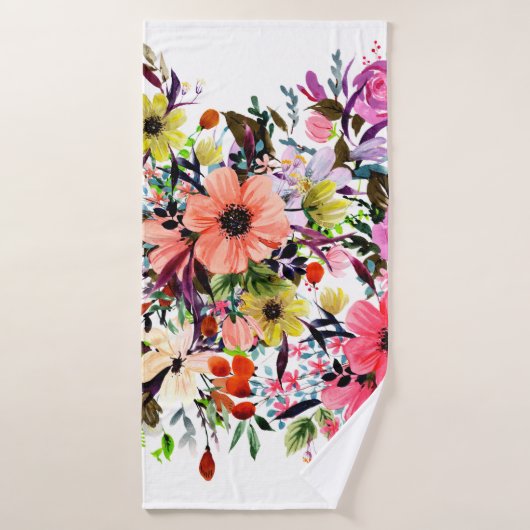 Watercolor boho composition. A large bouquet of wi (Serviette de bain)