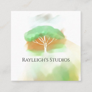 Watercolor Boho Cottage Shabby Chic Zakelijke Kaar Vierkante Visitekaartje