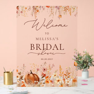 Watercolor Boho Fall Pumpkin Bridal Shower Welcome Acryl Bord
