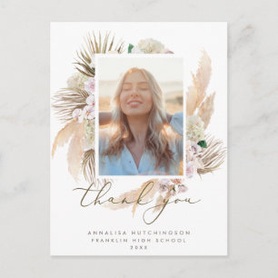 Watercolor Boho Foto Afstudeer Dankjewel Postkaart