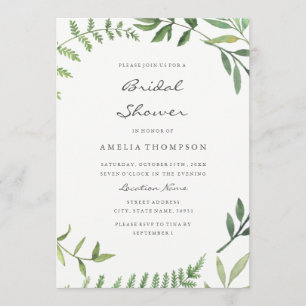 Watercolor Boho Groene Blad Bruiloftsshowerkaart Kaart