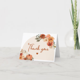 Watercolor Boho Herfst Pompoen Bloemen Bedankkaart