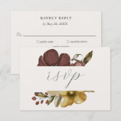 Watercolor Boho Neutral Wedding RSVP Kaart (Voorkant / Achterkant)