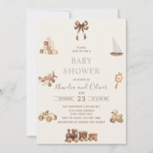 Watercolor Boho Nursery beige toys  baby shower