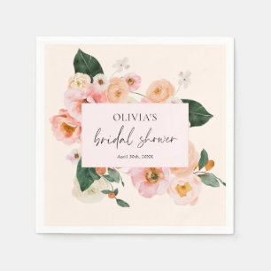 Watercolor Boho Roze Bloemen  Servet