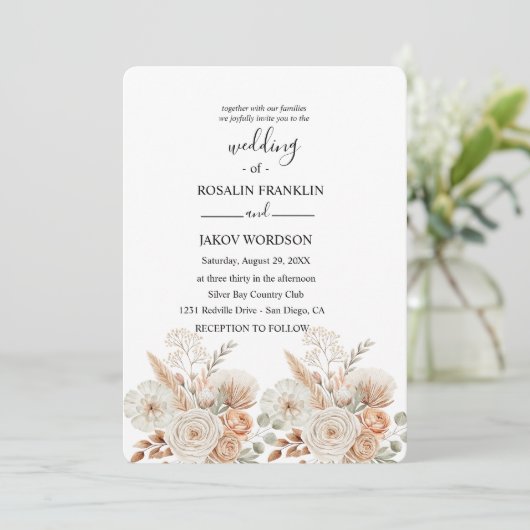 watercolor boho wedding Invitation (Debout devant)